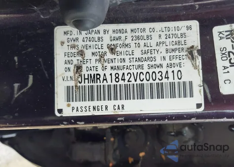 1997 Honda Odyssey Lx z USA, uszkodzony, nr VIN JHMRA1842VC003410